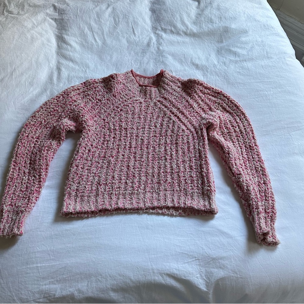 Aritzia Wilfred Pink Confetti Sweater Cropped Mock-Neck Sweater Size Size XXS - Picture 6 of 14